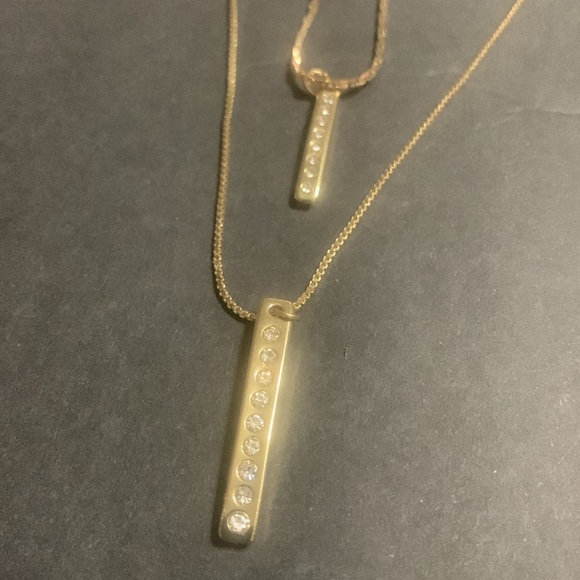 Double Stranded Gold Rhinestone Bar necklace by Loft - Picture 2 of 7
